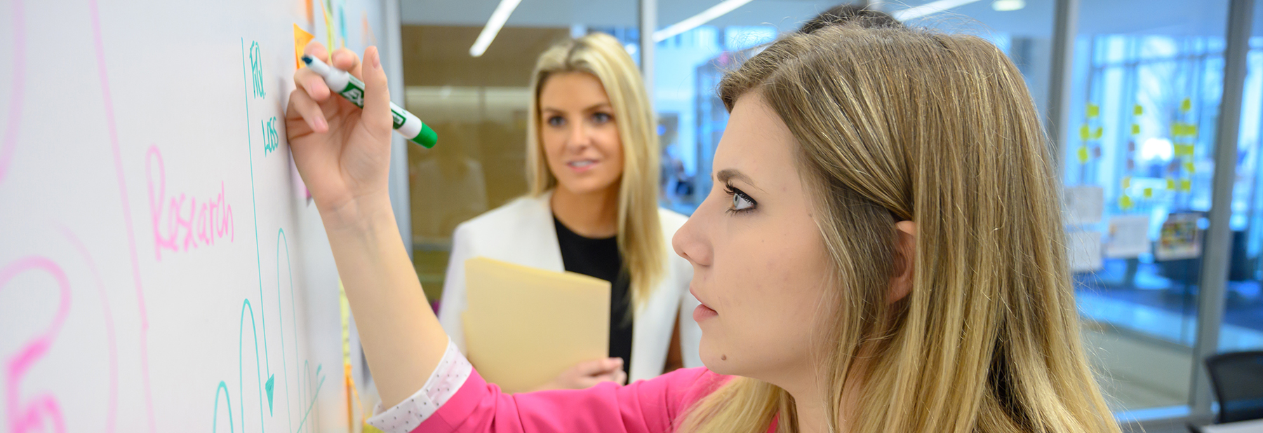 Section Image: Neeley Leaders at a whiteboard 