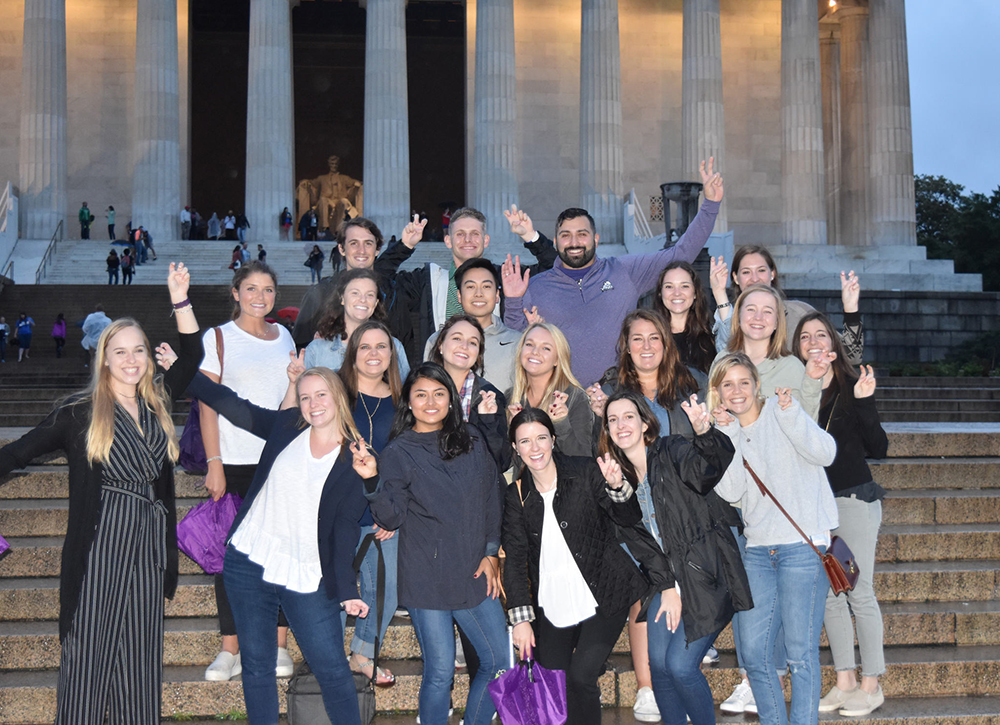 TCU Accounting students at the Lincoln Memorial in D.C.