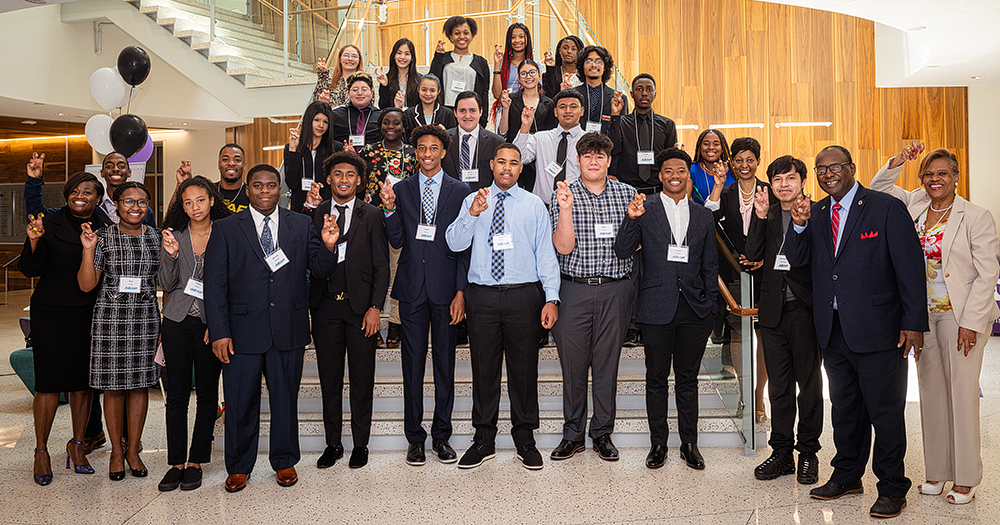 ACAP group on the stairs in Rogers Rotunda