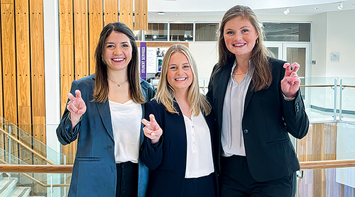 Section Image: Erin Milsten, Becca Smith and Anna Murrey at the Rogers Rotunda 