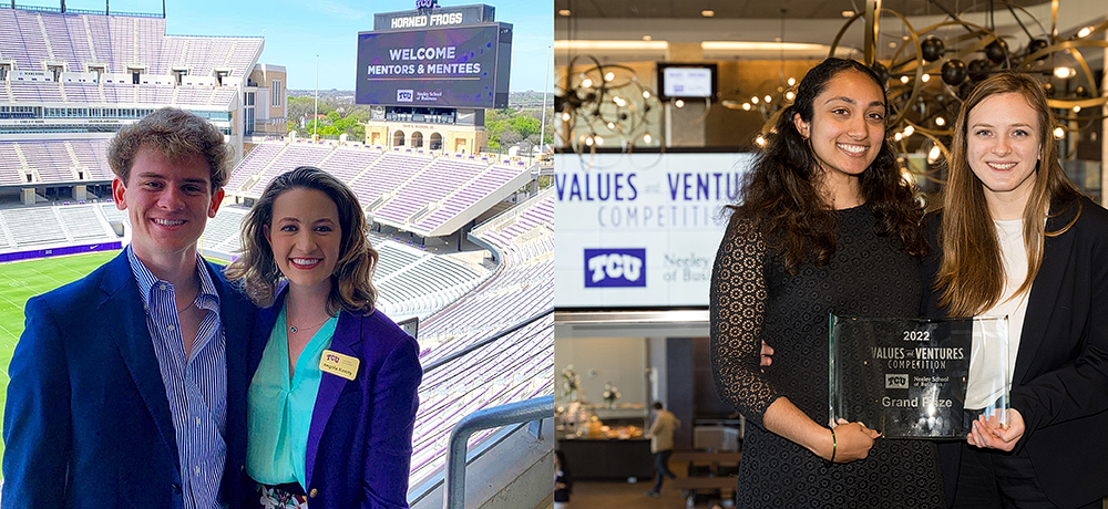 Mentor and Mentee at Amon Carter Stadium, Values and Ventures winning team