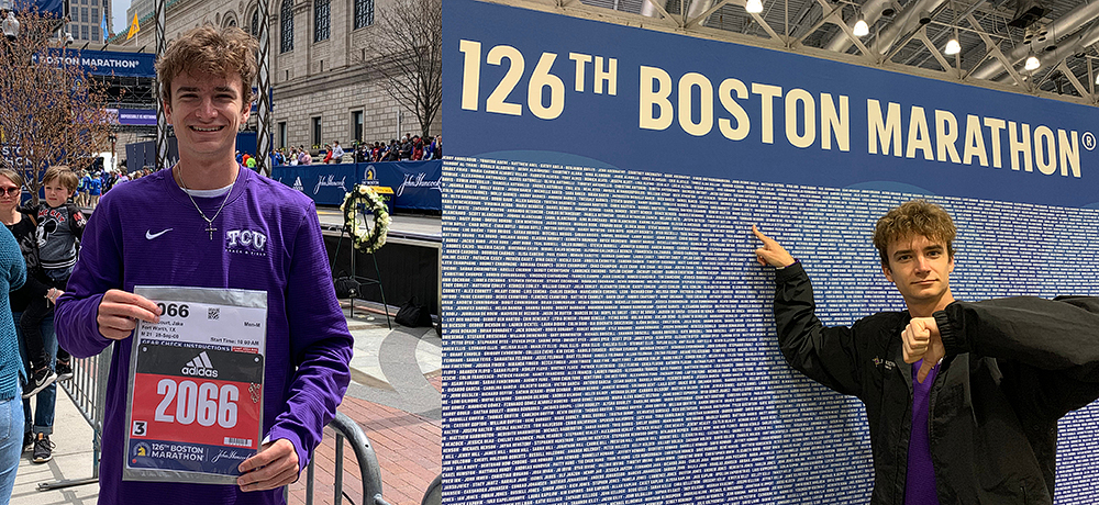 Jake Bettencourt with number and wall of names