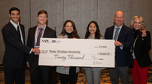 Section Image: All finalists in the NAPE competition with checks 