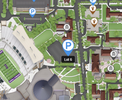 Lot 6 between the stadium and BLUU