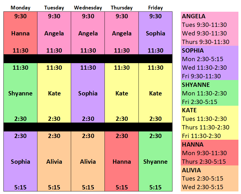 Fall 2025 MOS Schedule