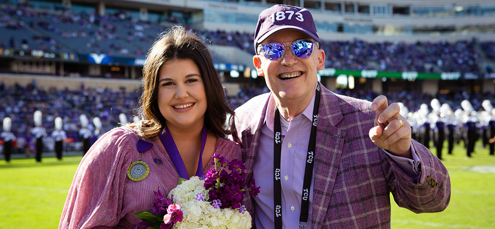 Marina Magnant with Chancellor Boschini at homecoming