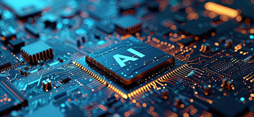 Section Image: AI label on chip on a motherboard 