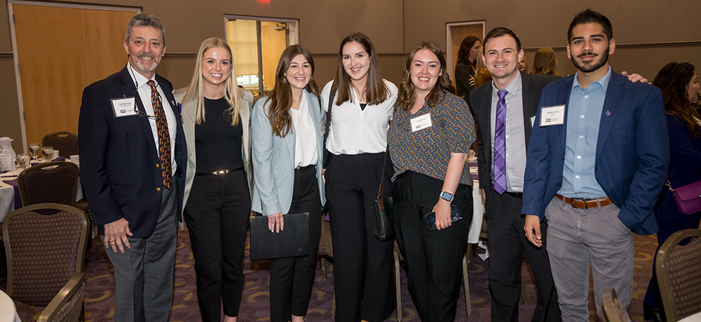 Ed Riefenstahl and David Stein with a group of prospective grad students