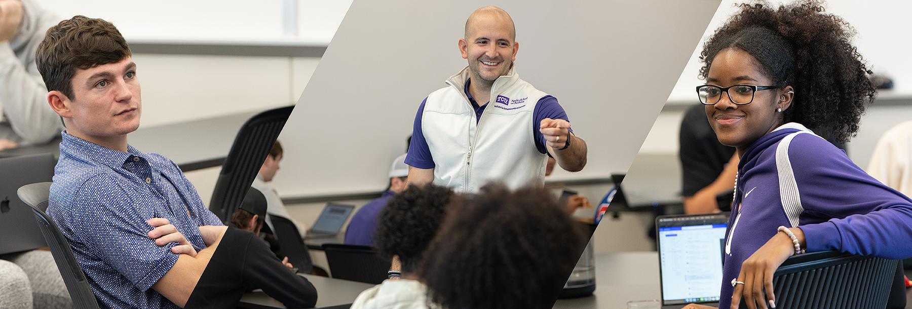 Section Image: Antonio Banos teaching students in a classroom 