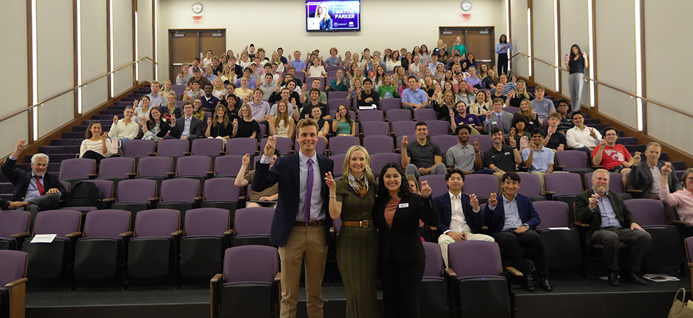 Mayor Parker and the entire audience in Shaddock Auditorium