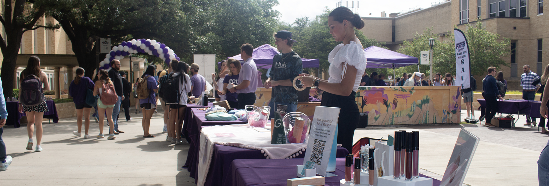 Section Image: Students and alumni selling their wares in the TCU Academic Commons 