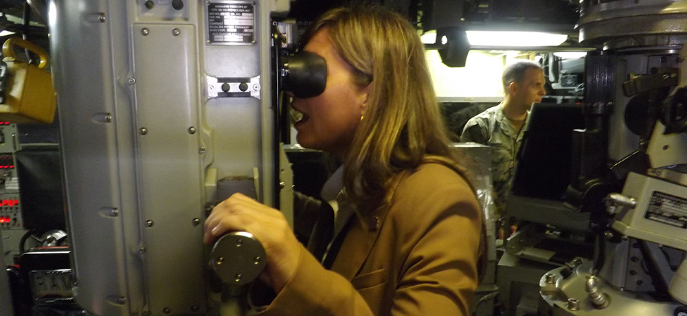 Ann Blunzter aboard the USS Tuscon (SSN770)