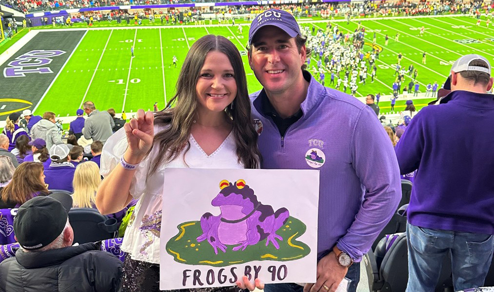 Jonathan and his wife, Hanna Lindskog at a TCU football game