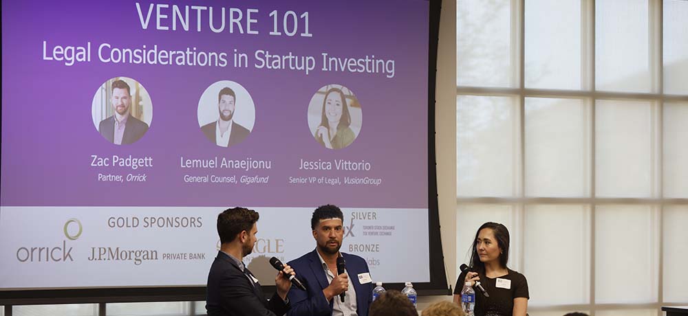 Section Image: 3 speakers presenting at Venture 101 