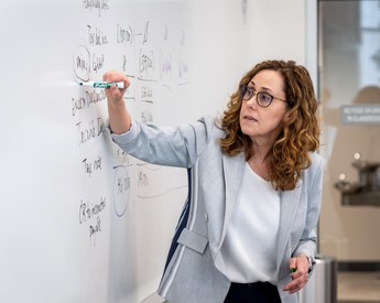 TCU Neeley accounting professor breaking down a topic on the whiteboard
